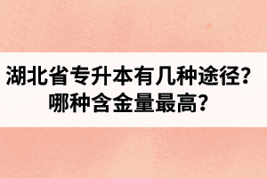 湖北省專升本有幾種途徑？哪種含金量最高？