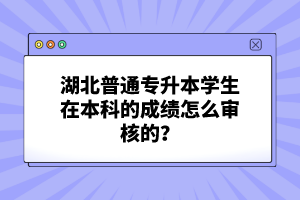 湖北普通專升本學(xué)生在本科的成績怎么審核的？