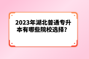 2023年湖北普通專升本有哪些院校選擇？