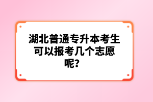 湖北普通專升本考生可以報考幾個志愿呢？