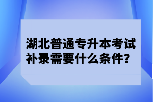 湖北普通專升本考試補(bǔ)錄需要什么條件？