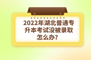 2022年湖北普通專升本考試沒被錄取怎么辦？