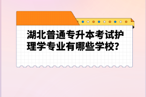 湖北普通專升本考試護(hù)理學(xué)專業(yè)有哪些學(xué)校？